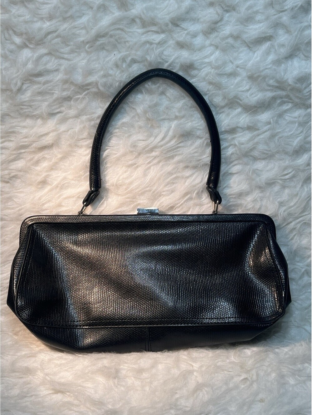 Vintage EGO Structured Black Textured Leather Purse